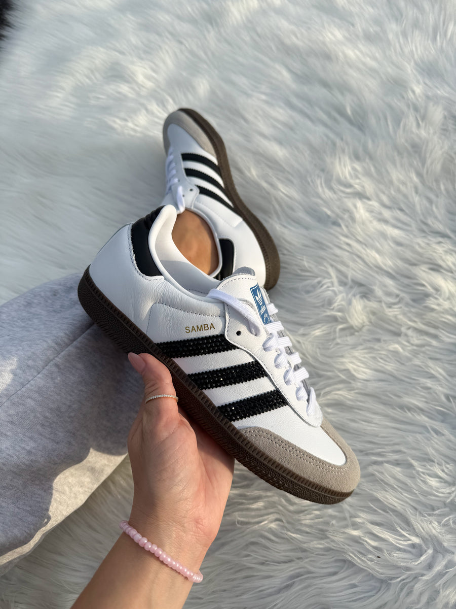 Classic White Swarovski Adidas Original Samba OG – Pink Ivy
