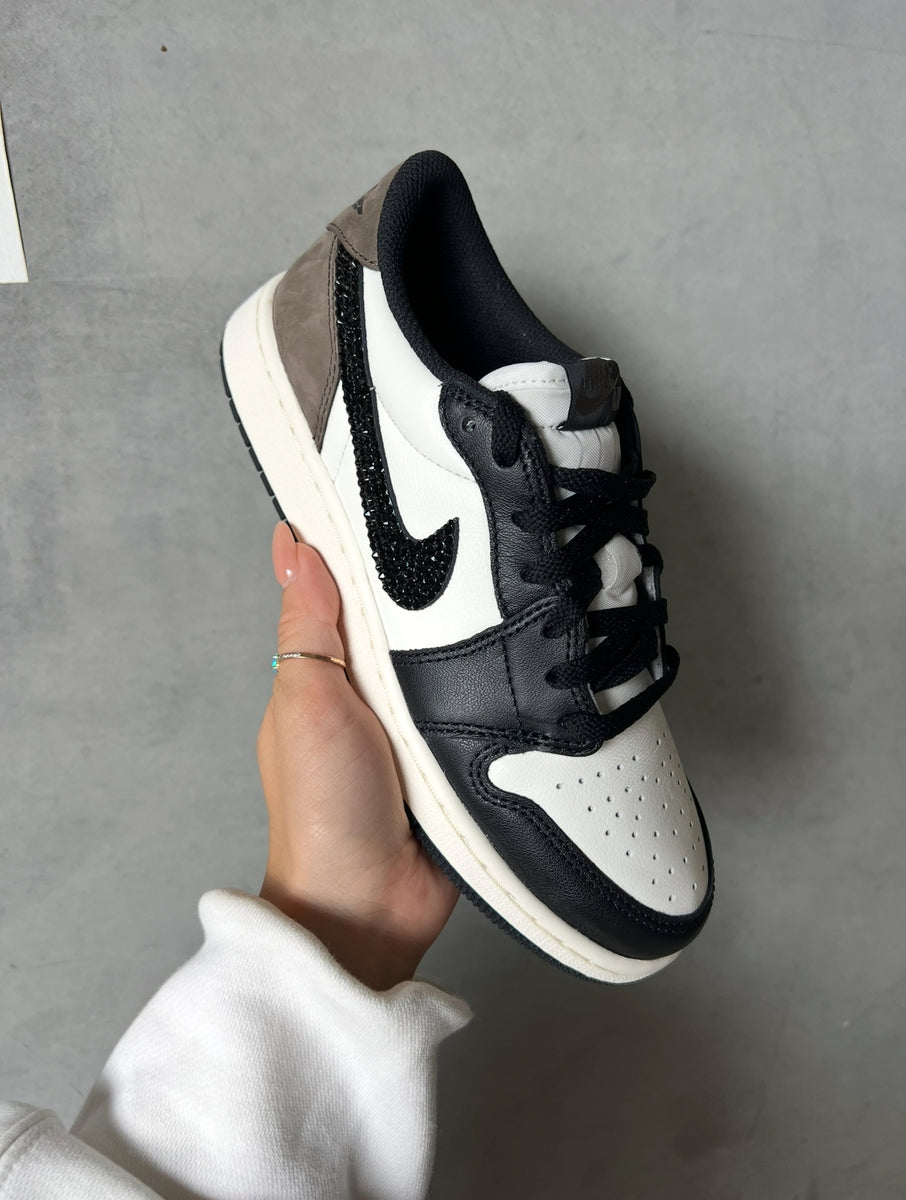 Rare Coffee and Black Swarovski Women's Air Jordan 1 Low Shoes