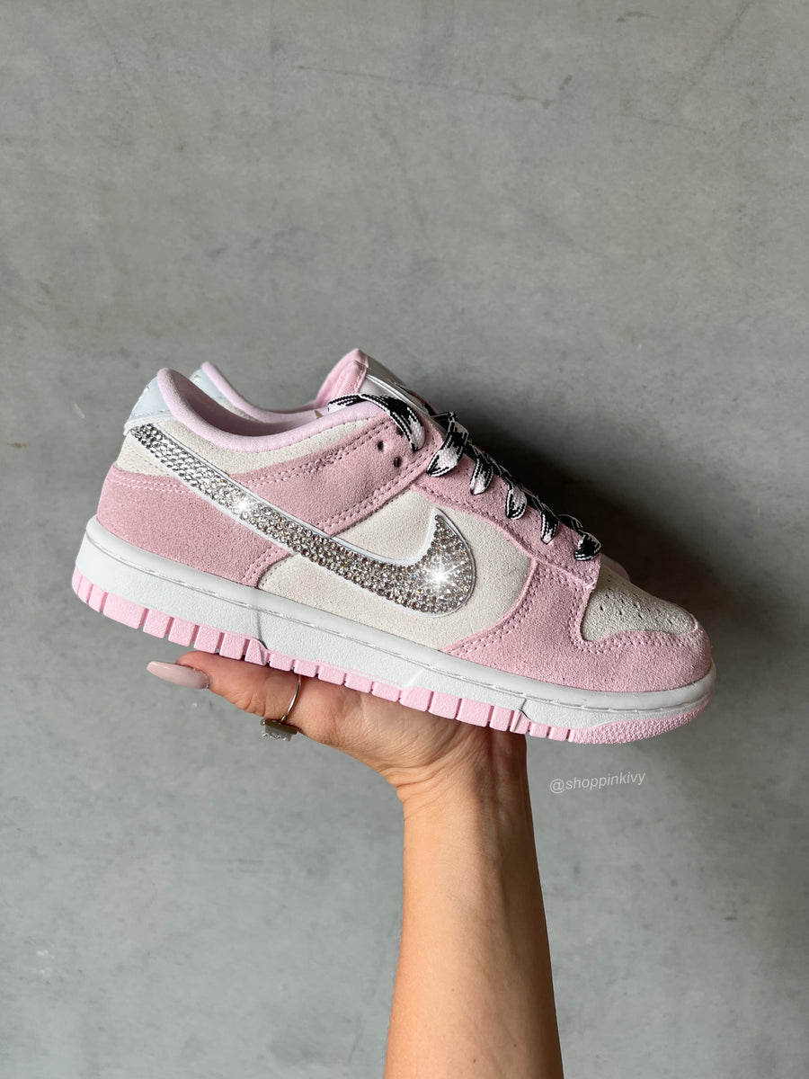Rare Pink Foam Swarovski Womens Nike Dunk Shoes Pink Ivy