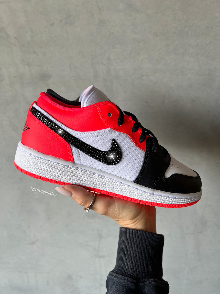 Swarovski × Nike Women's Air Jordan 1 Lo Metallic Swarovski Women's Air Jordan 1 Low Shoes – Pink Ivy