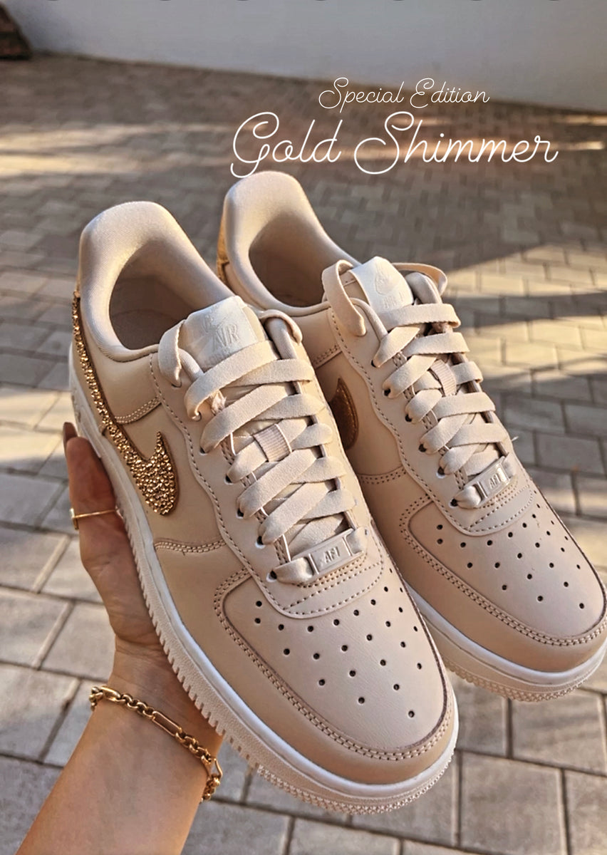 Special Edition Gold Shimmer Swarovski Nike Air Force 1 – Pink Ivy