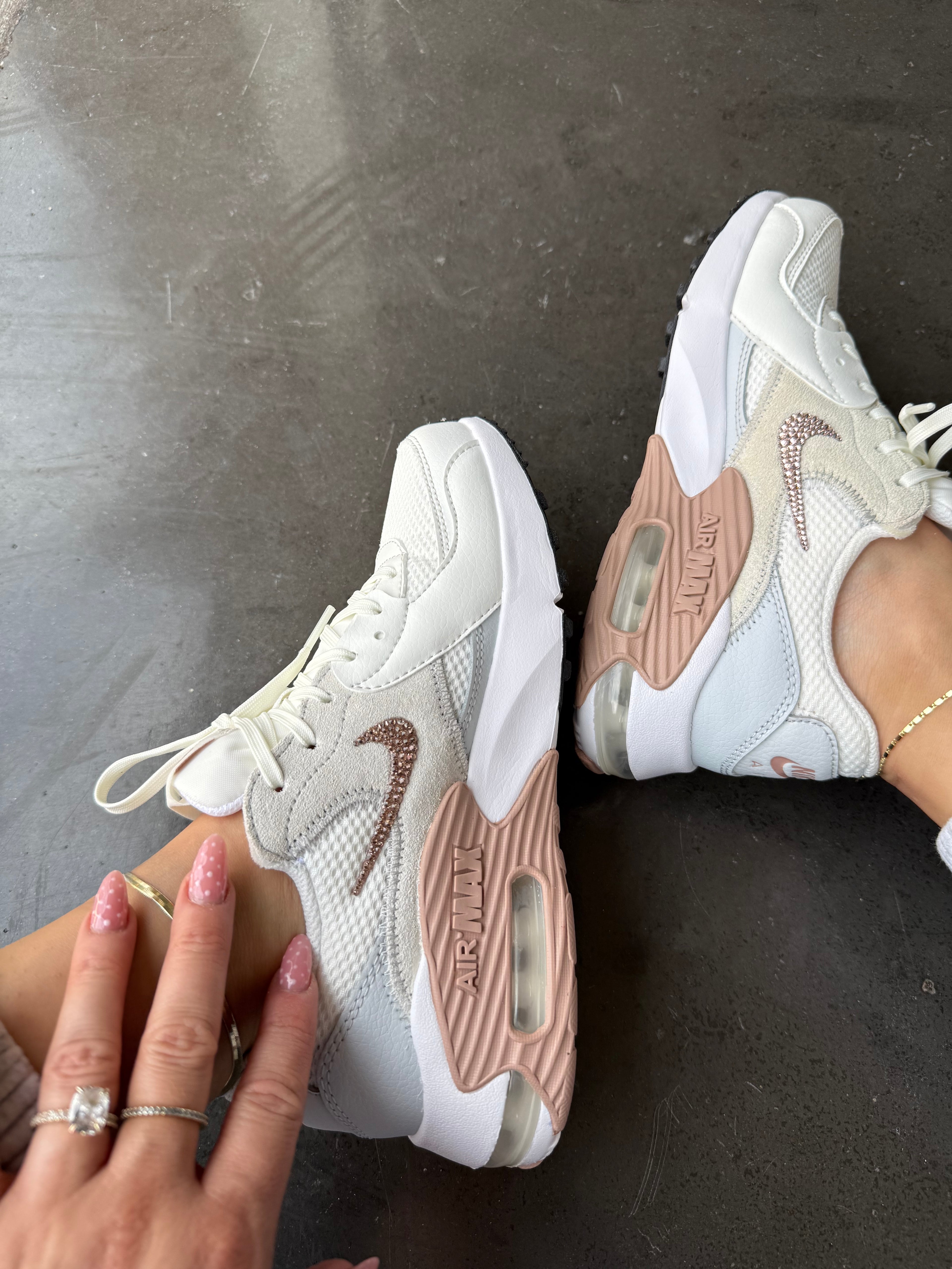 White Rose Gold Nike Swarovski Womens Nike Air Max