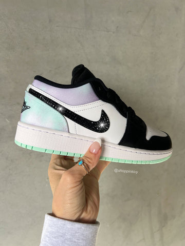 Rare Pastel Tie Dye Swarovski Women’s Air Jordan 1 Low Shoes