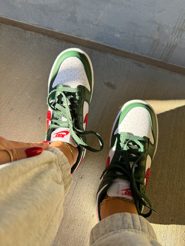 Christmas Red Green Swarovski Womens Nike Dunk Shoes