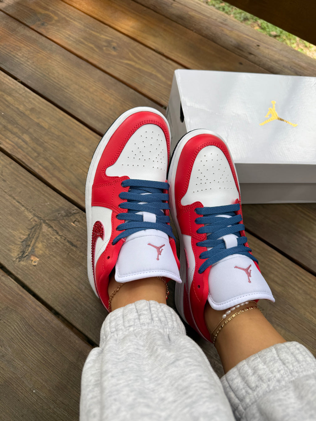 Americana Swarovski Women’s Air Jordan 1 Low Shoes