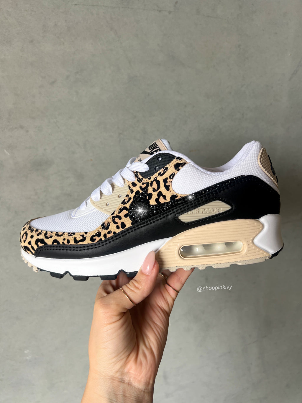 Leopard Animal Print Swarovski Womens Nike Air Max 90