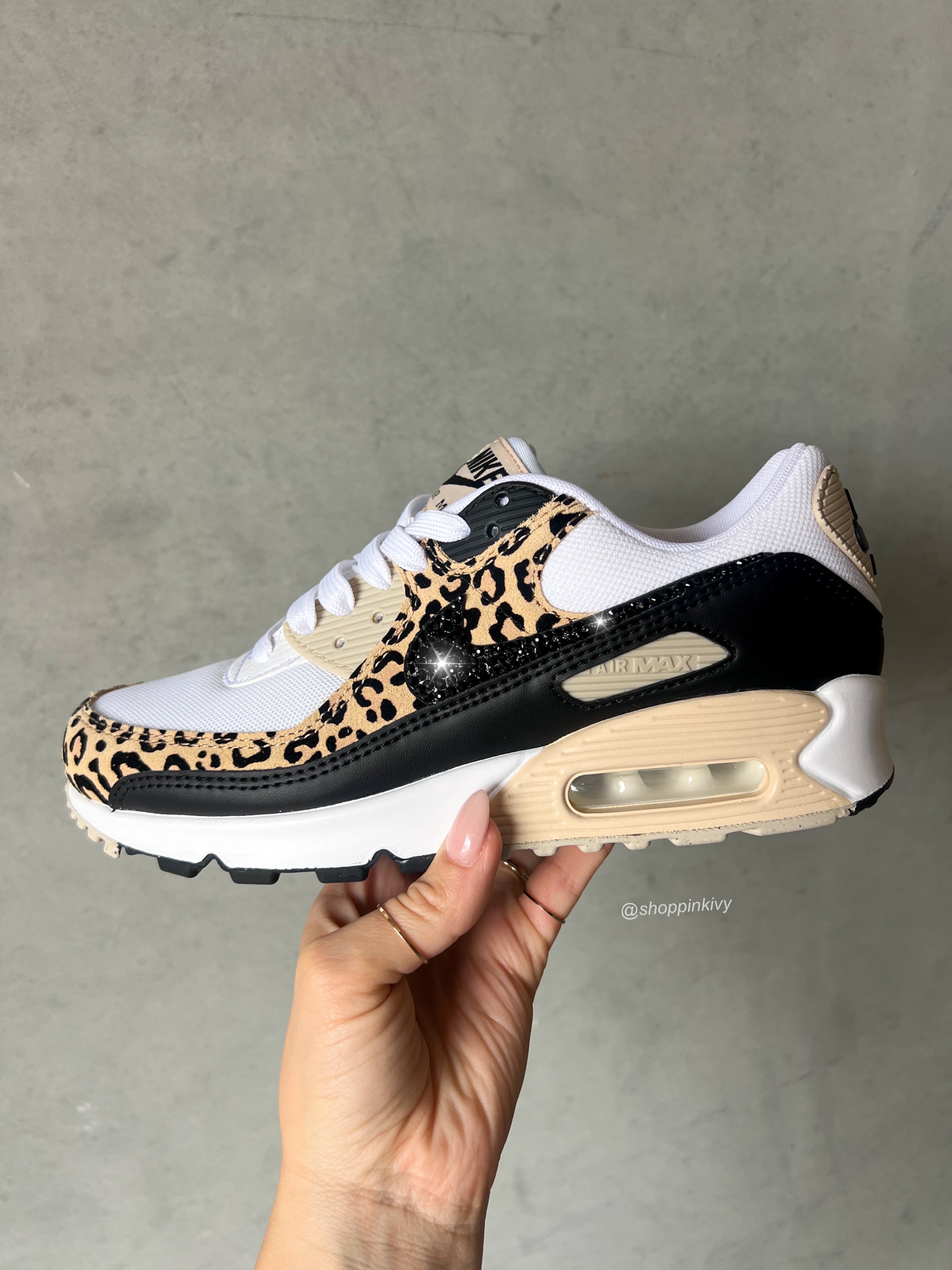 RE-STOCKED Leopard Animal Print Swarovski Womens Nike Air Max 90
