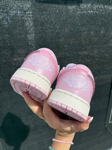 Women’s Pink Rose Swarovski Women’s Air Jordan Retro 1 Low Shoes
