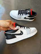White Black Gray Swarovski Women’s Air Jordan 1 Low Shoes