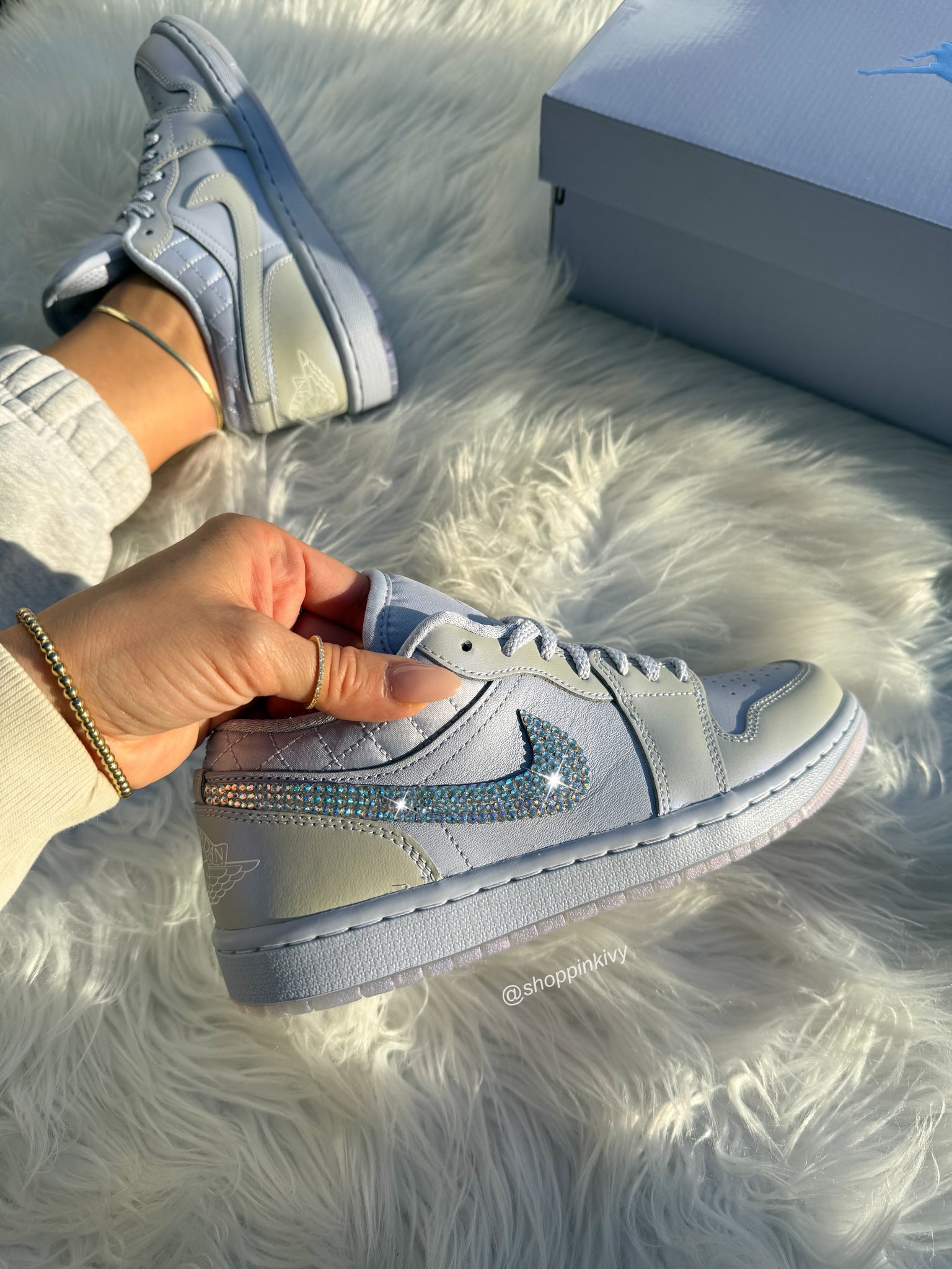 Color Changing Iridescent Swarovski Women’s Air Jordan 1 Low Shoes