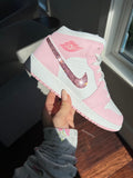 SIZE 6.5 Pink Swarovski Women’s Air Jordan 1 Mid Shoes