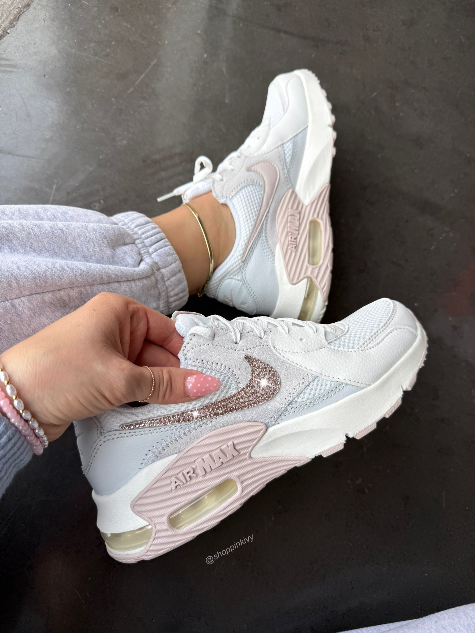 White Blush Swarovski Womens Nike Shoes