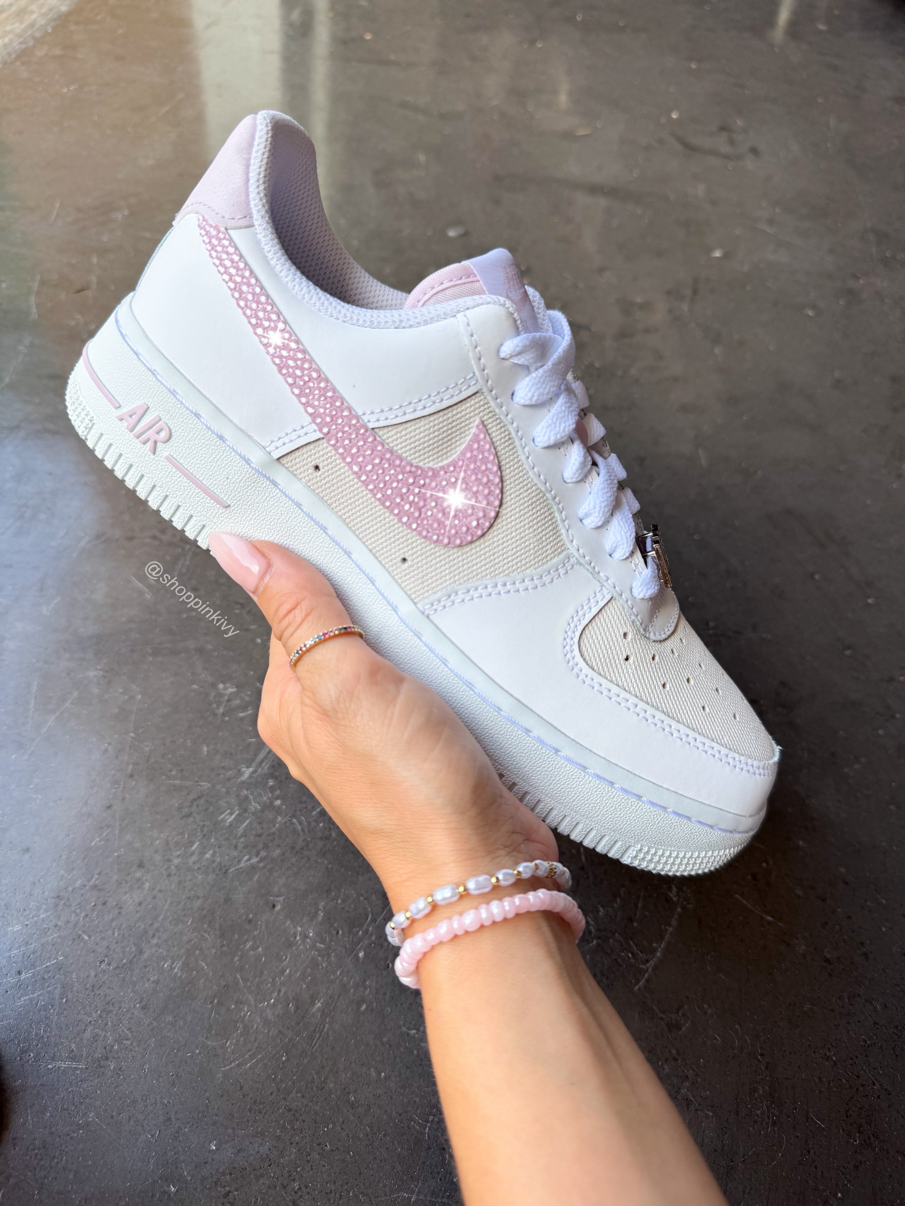 Pearl Pink Beach Neutral Swarovski Nike Air Force 1