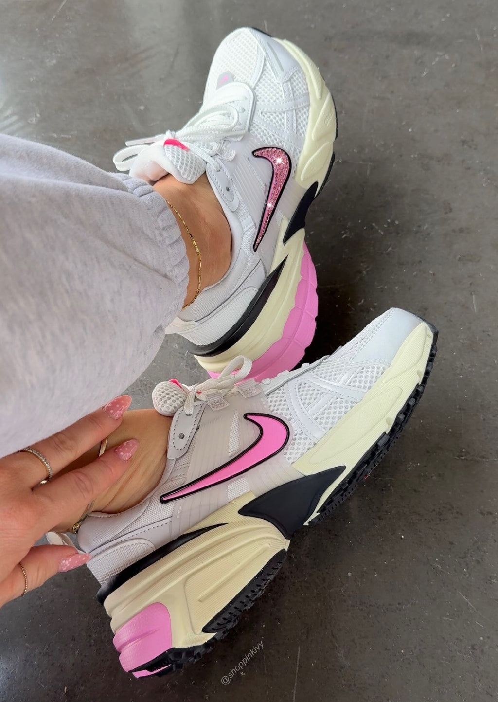 White Bubblegum Pink Swarovski Womens Nike Shoes
