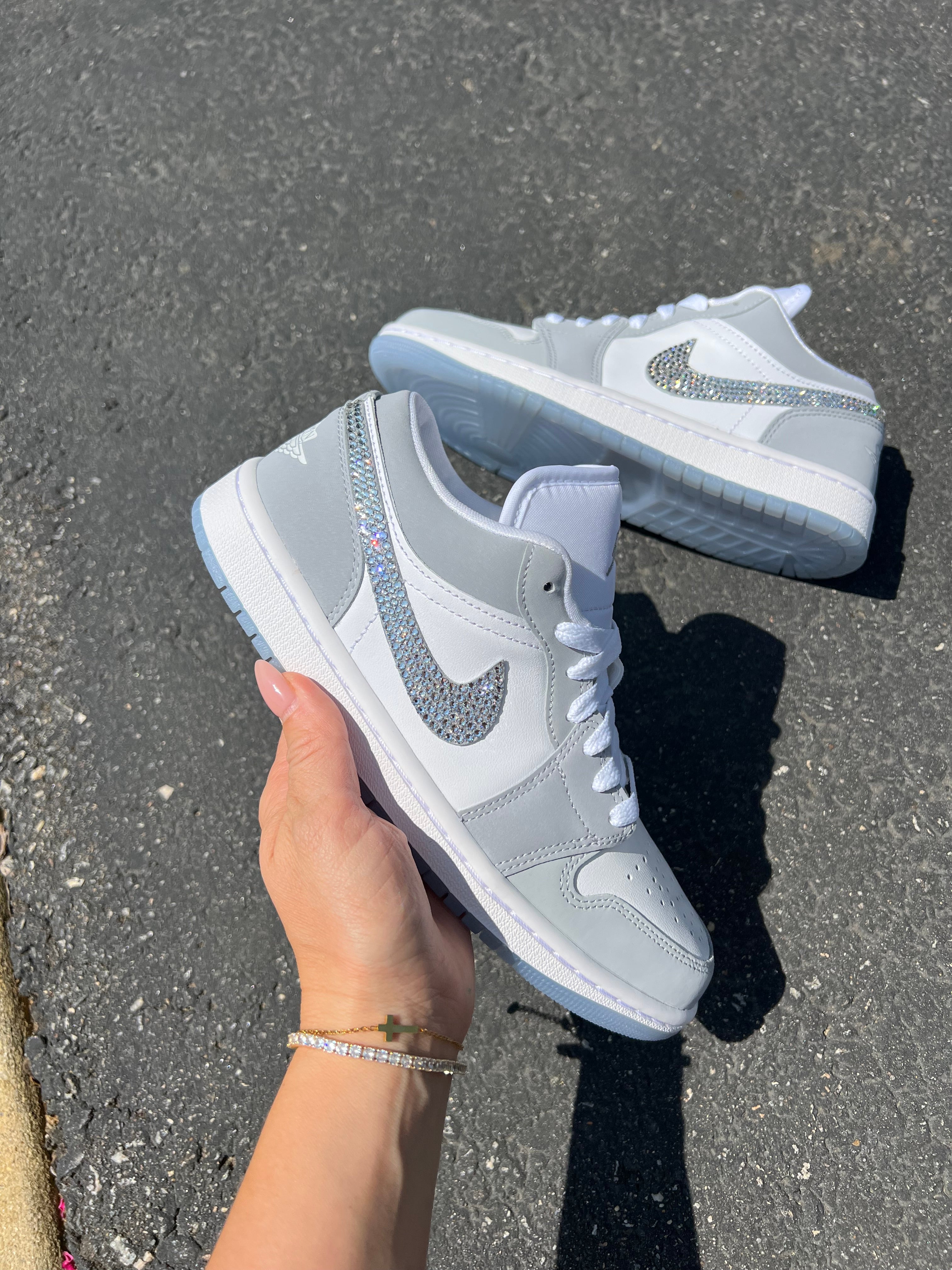 Blue Bottom Swarovski Women’s Air Jordan Retro 1 Low Shoes