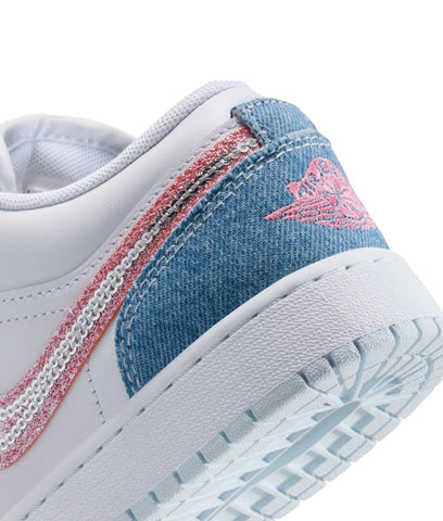 Barbie Pink Denim Swarovski Women’s Air Jordan 1 Low Shoes