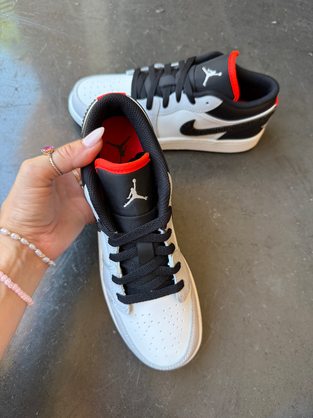 White Black Gray Swarovski Women’s Air Jordan 1 Low Shoes