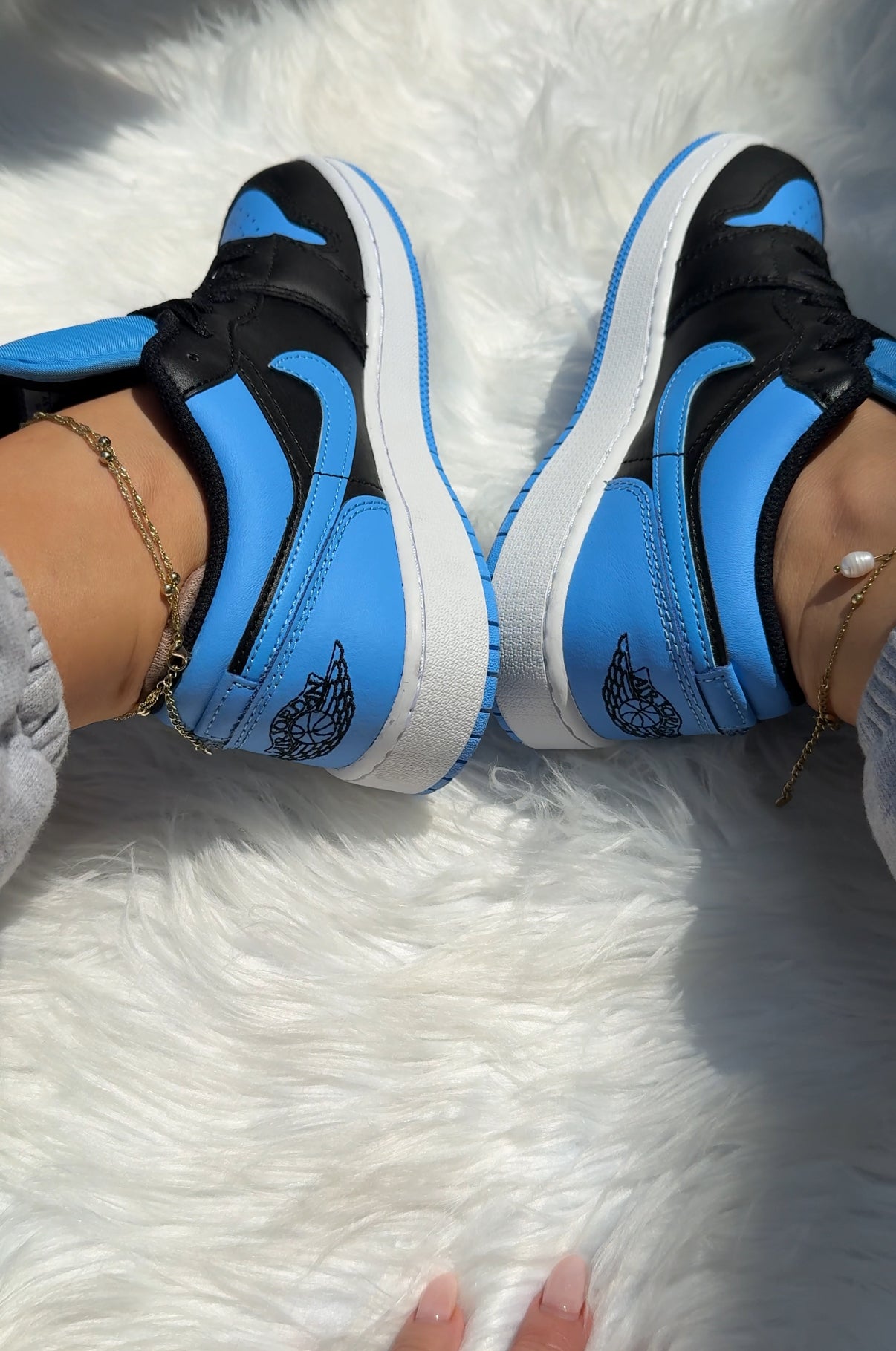 Light Sapphire Blue Swarovski Women’s Air Jordan 1 Low Shoes
