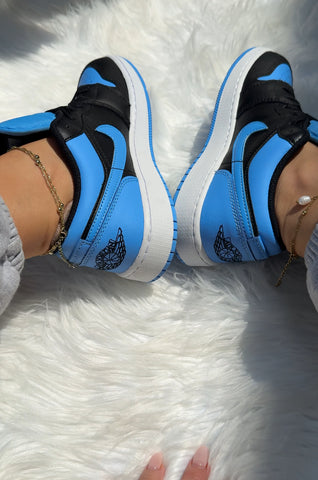 Light Sapphire Blue Swarovski Women’s Air Jordan 1 Low Shoes