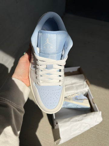 Spring 2025 Baby Blue Swarovski Women’s Air Jordan Retro 1 Low Shoes