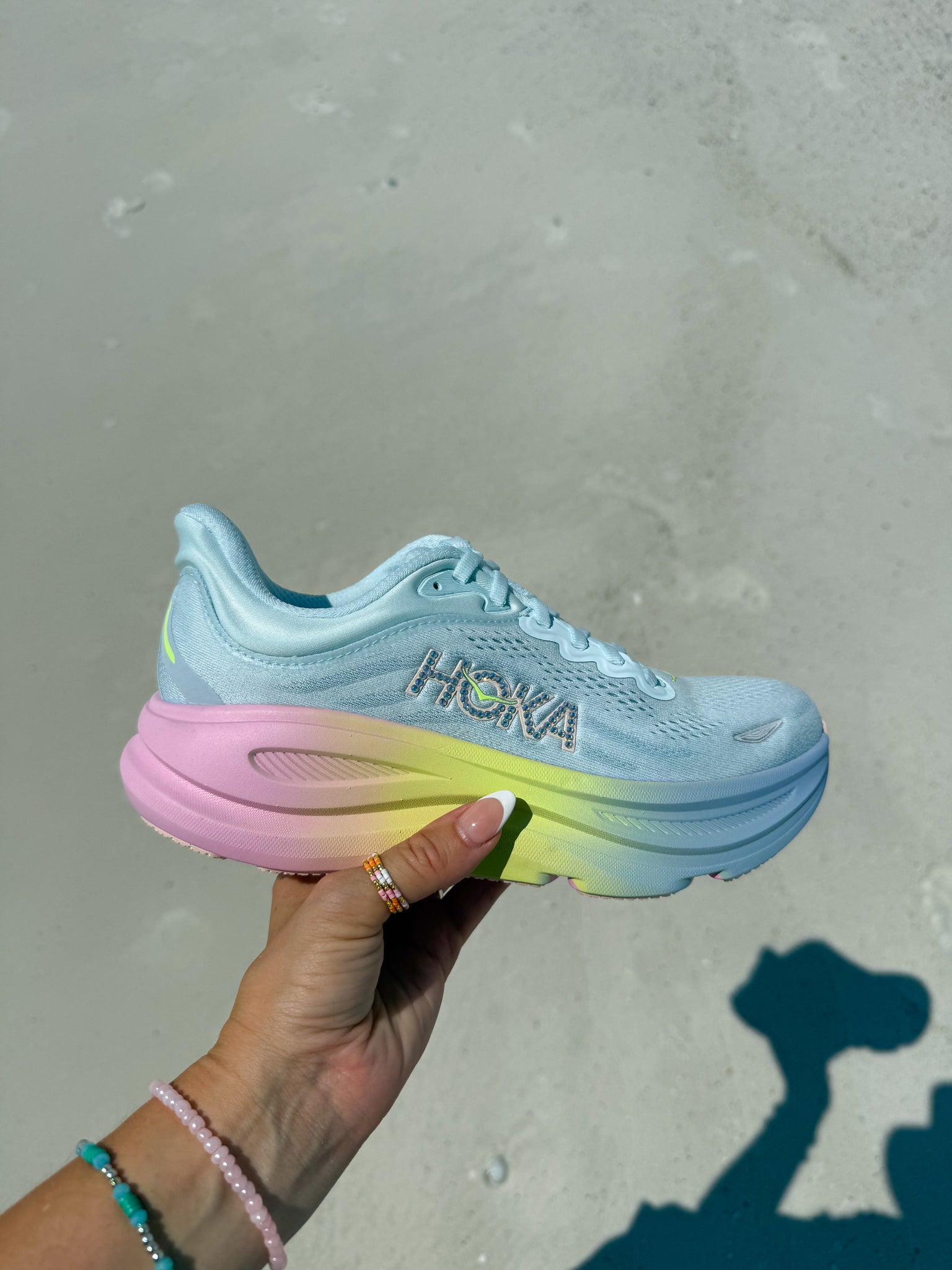 Pastel Ombre Swarovski HOKA Bondi 9 Running Shoes