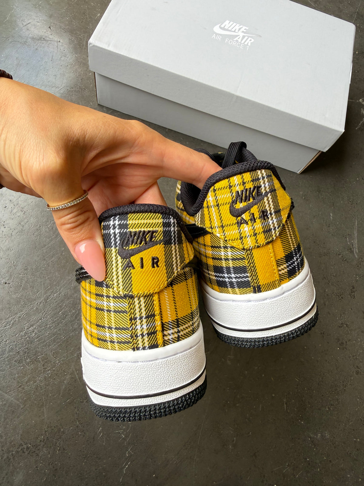 Clueless Yellow Plaid Swarovski Nike Air Force 1