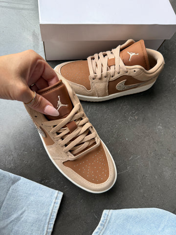 NEW Fall Tan Swarovski Women’s Air Jordan 1 Low Shoes