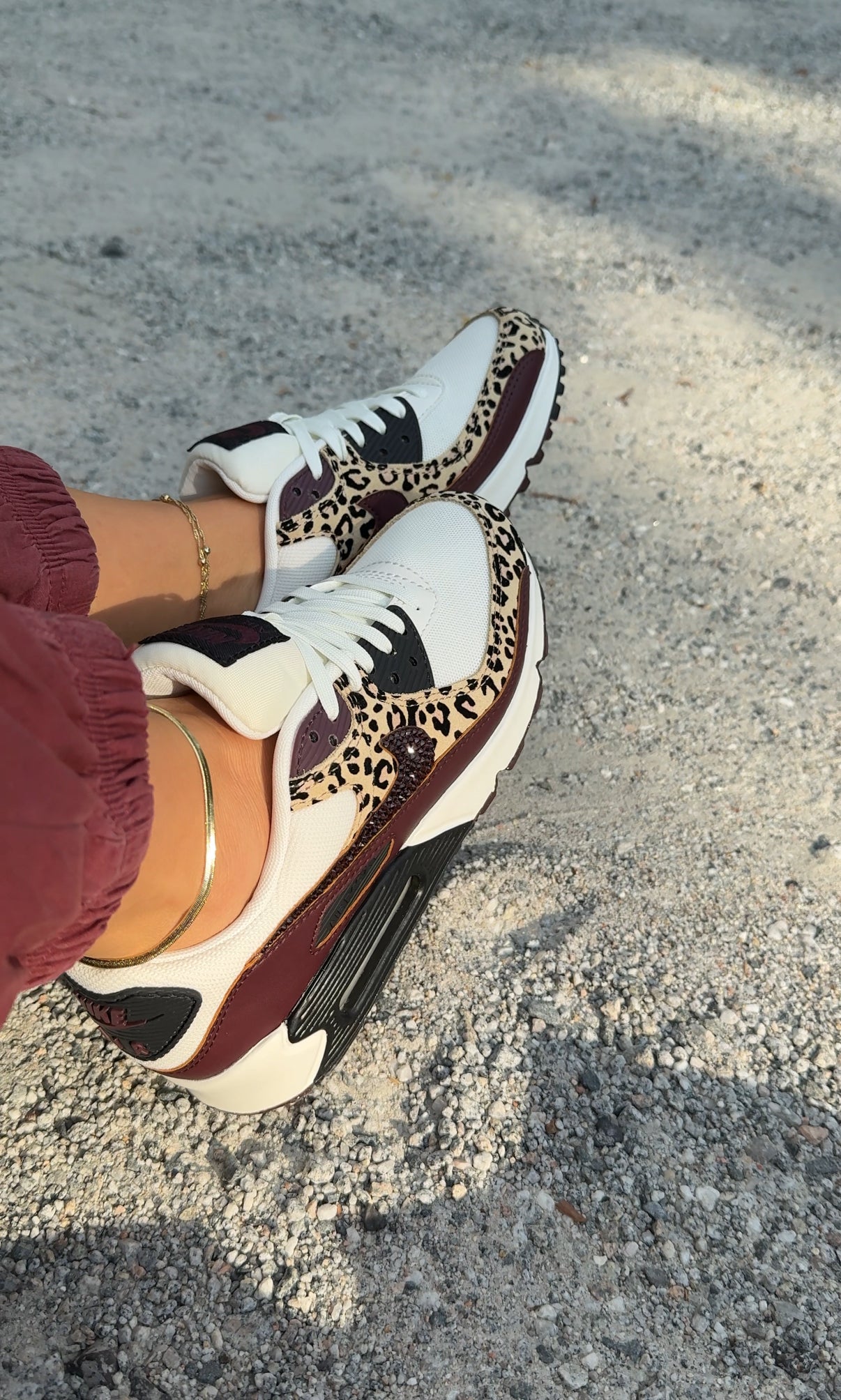 RARE Fall Leopard Animal Print Swarovski Womens Nike Air Max 90