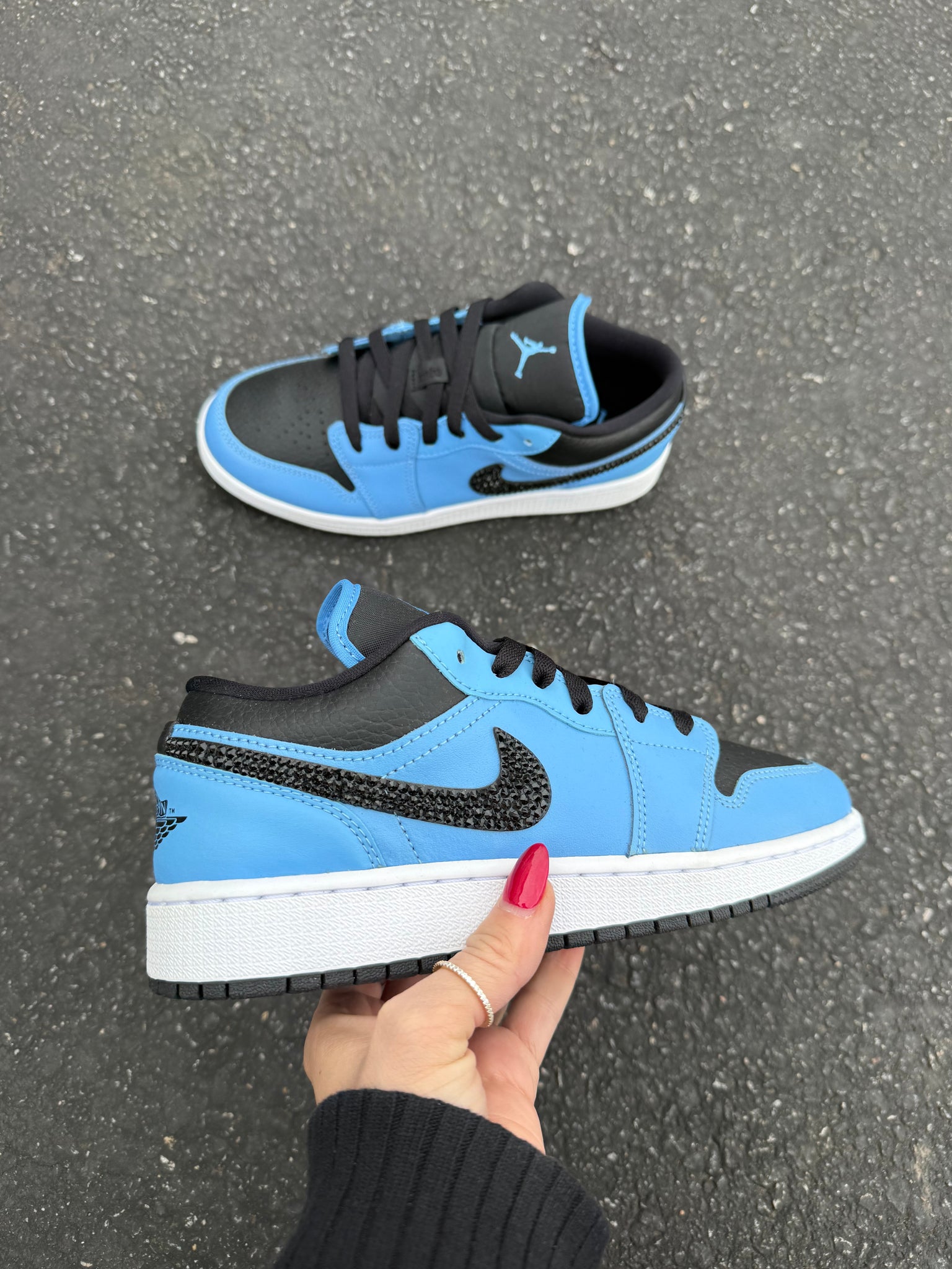 RARE SIZE 7 Light Sapphire Blue Swarovski Women’s Air Jordan 1 Low Shoes