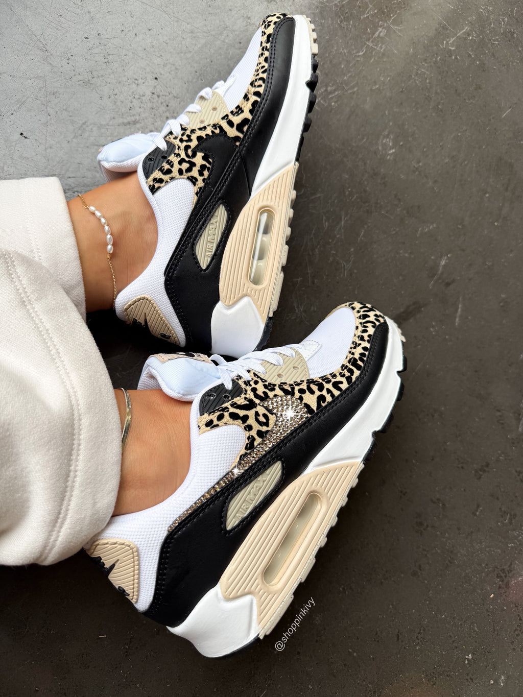 Leopard Animal Print Swarovski Womens Nike Air Max 90
