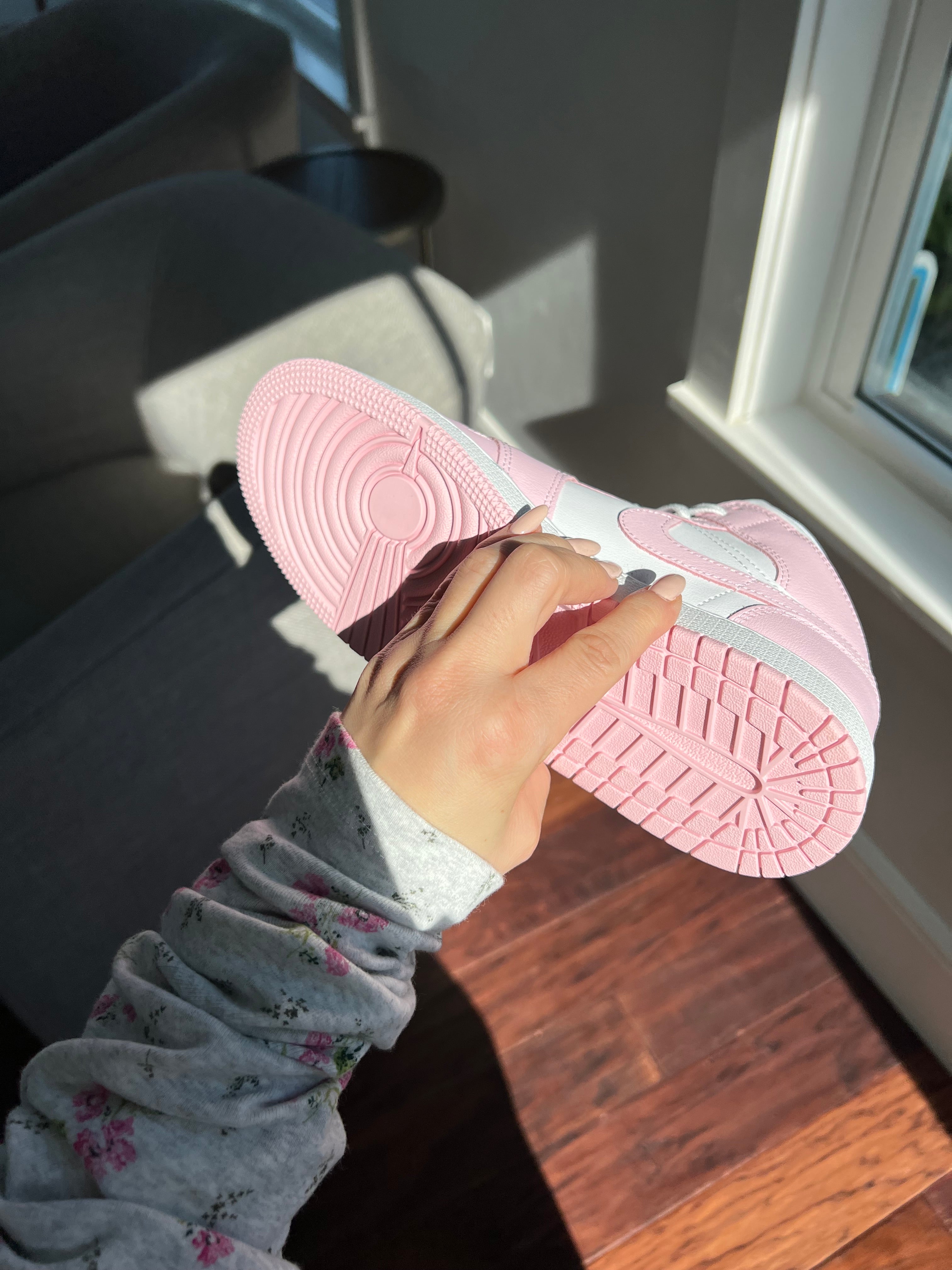 2025 Pink Swarovski Women’s Air Jordan 1 Mid Shoes