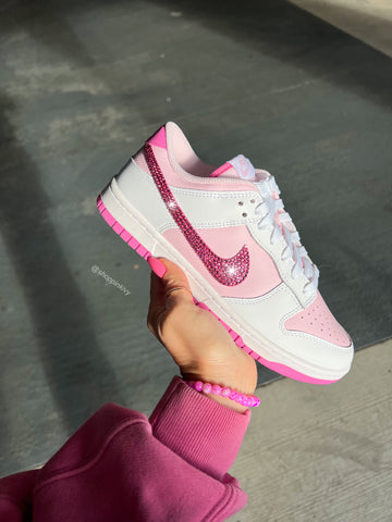 New Hot Pink Swarovski Womens Nike Dunk Shoes