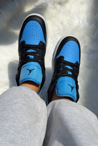 Light Sapphire Blue Swarovski Women’s Air Jordan 1 Low Shoes
