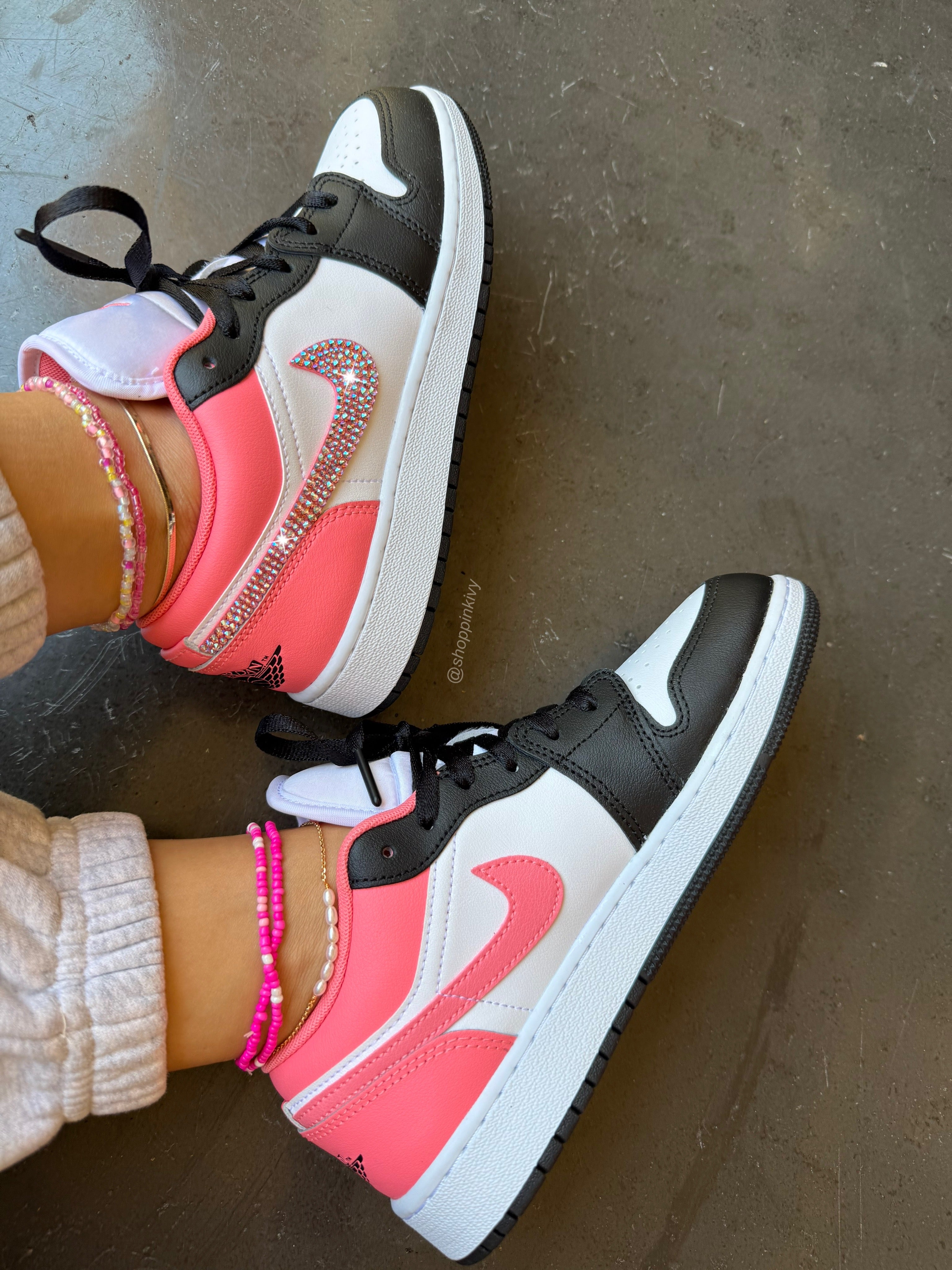 Black Coral Shimmer Swarovski Women’s Air Jordan 1 Low Shoes