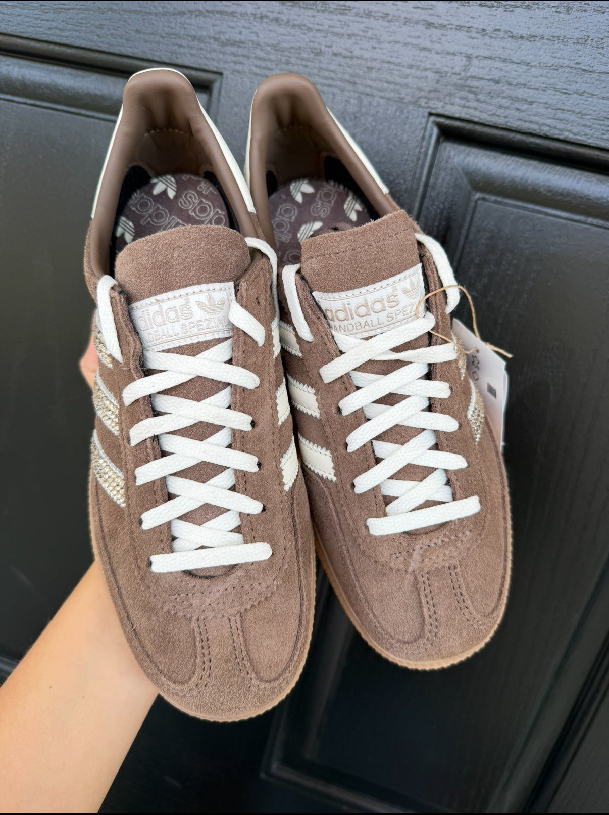Adidas Original Spezial de punto marrón con cristales de Swarovski