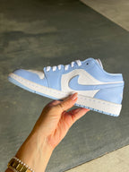 Periwinkle Blue Swarovski Women’s Air Jordan Retro 1 Low Shoes