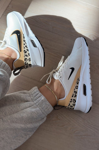 White Gold Leopard Animal Print Swarovski Womens Nike Air Max