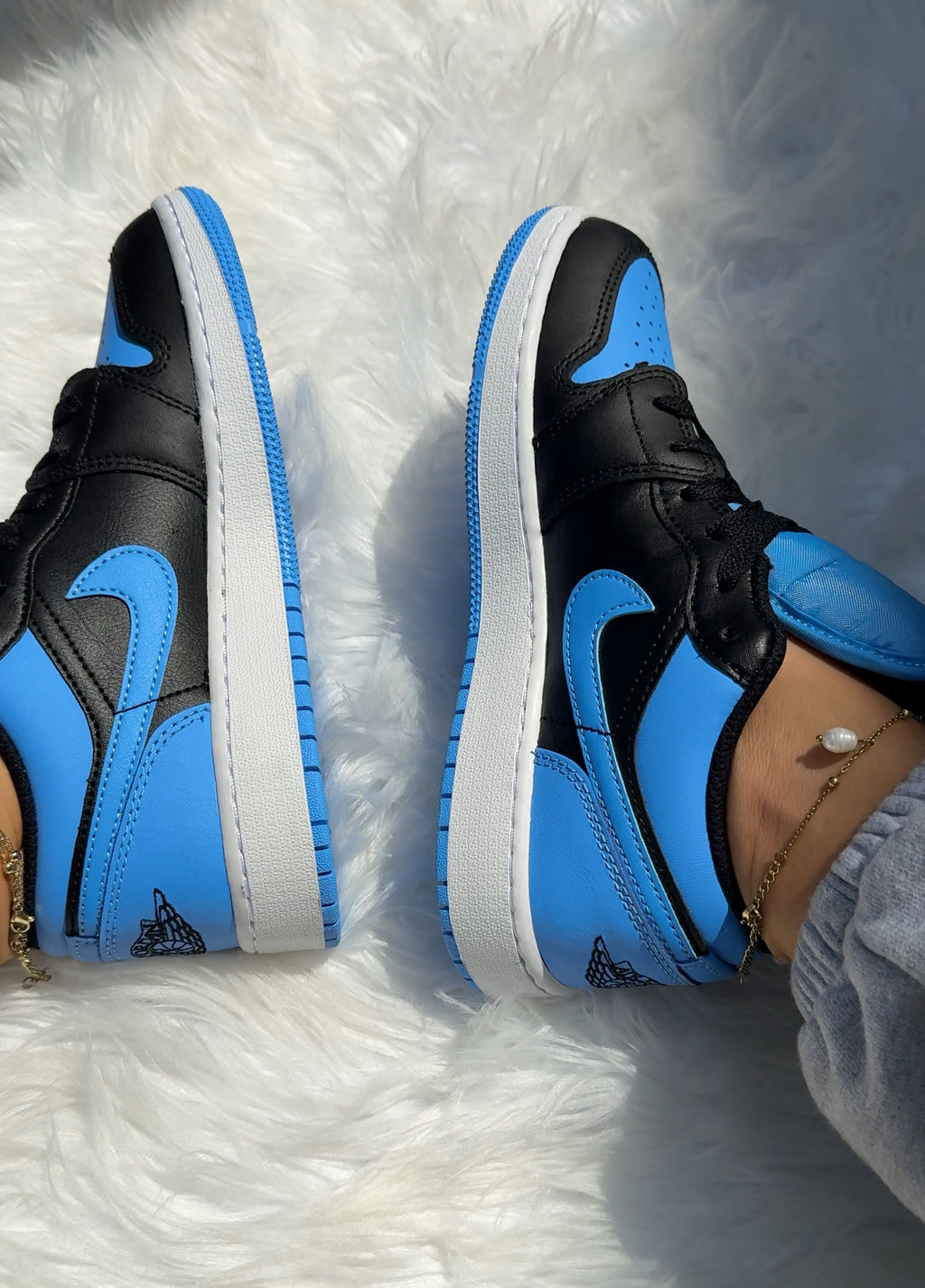 SIZE 8 Light Sapphire Blue Swarovski Women’s Air Jordan 1 Low Shoes