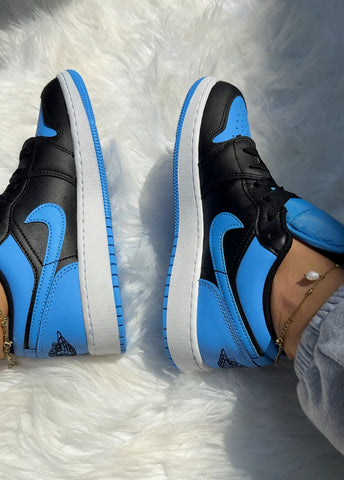 Light Sapphire Blue Swarovski Women’s Air Jordan 1 Low Shoes