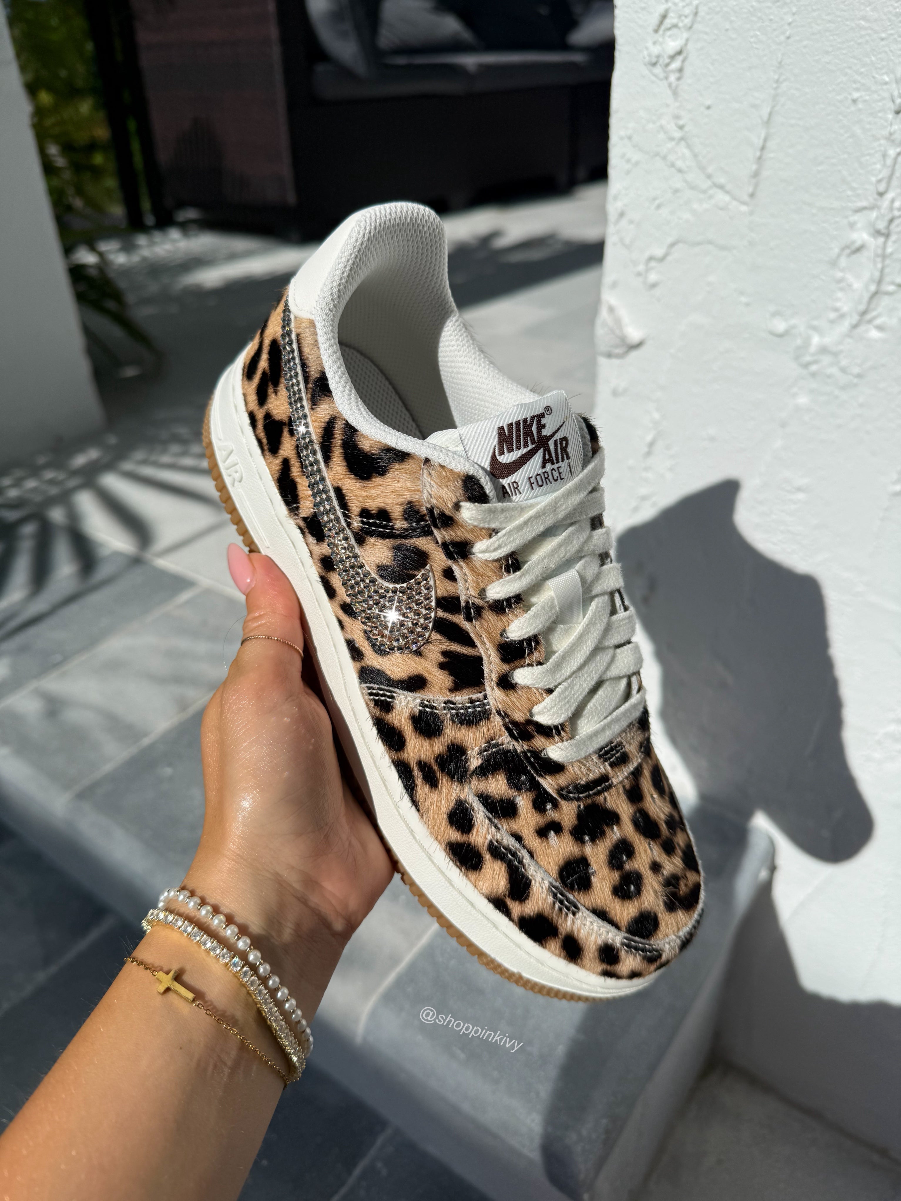 SIZE 6 Special Edition Leopard Swarovski Womens Nike Air Force One
