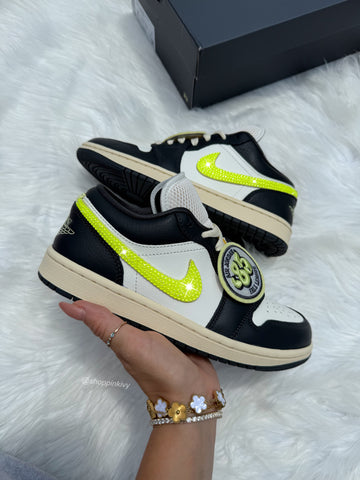 Summer ‘25 Neon Swarovski Women’s Air Jordan 1 Low Shoes