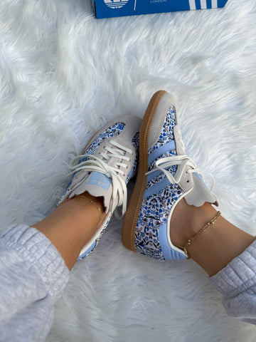 Blue Floral Swarovski Adidas Samba Original
