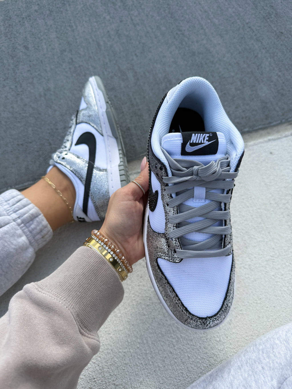Zapatillas Nike Dunk para mujer Metallic Disco Swarovski