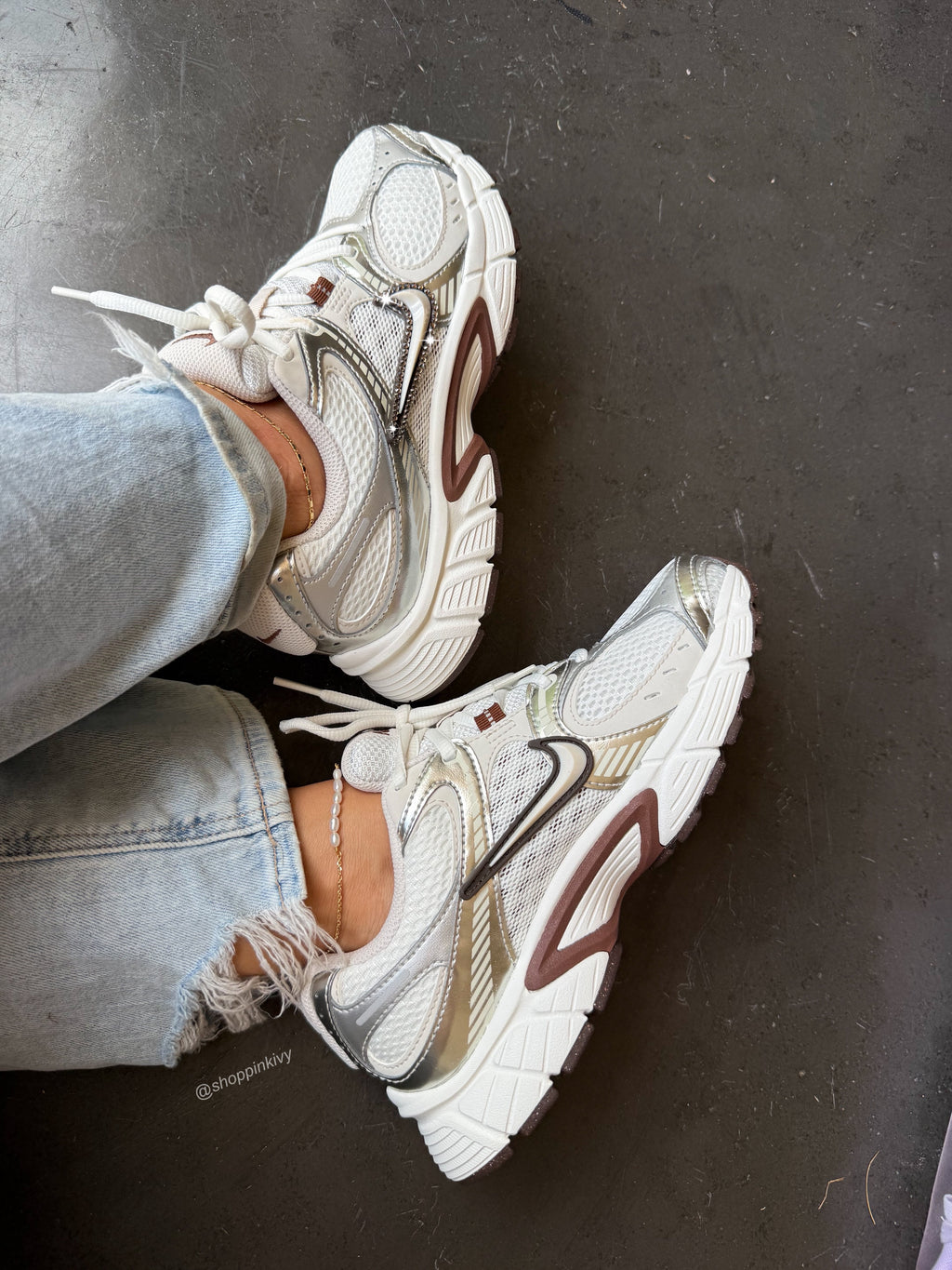 Neutral Coffee Metallic Swarovski Womens Nike Shoes