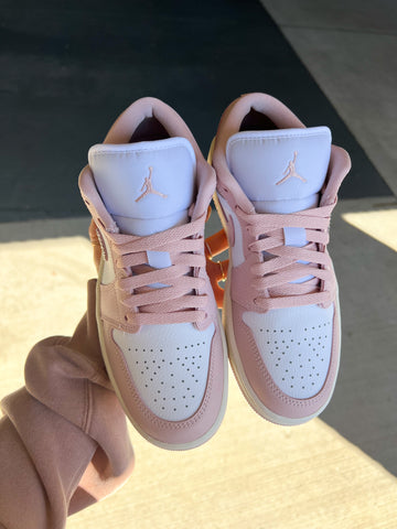 Pink Swarovski Women’s Air Jordan Retro 1 Low Shoes