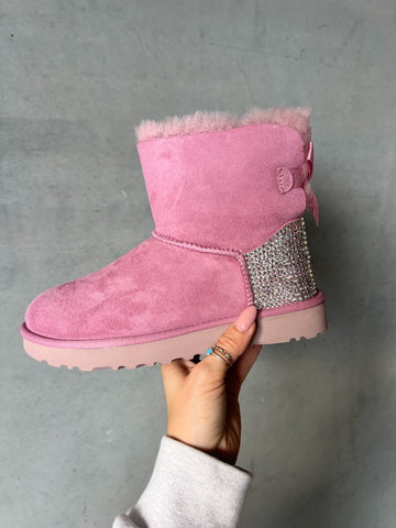 ‘24 Pink Ugg Boots Bailey Bow with Swarovski Crystals