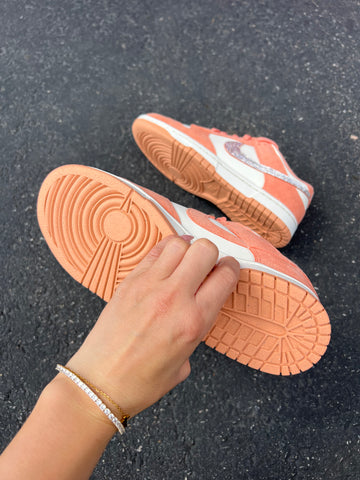 SIZE 8.5 Peach Suede Swarovski Womens Nike Dunk Shoes