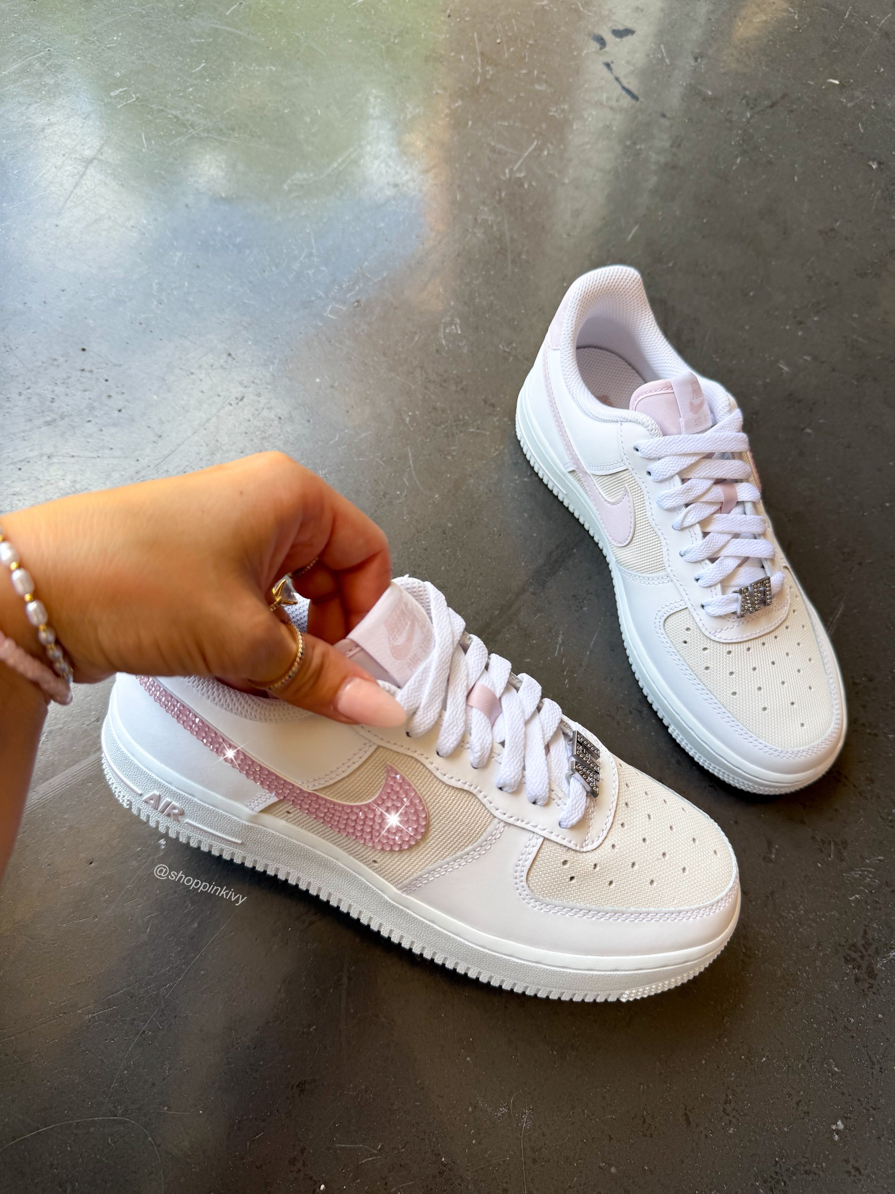 Pearl Pink Beach Neutral Swarovski Nike Air Force 1