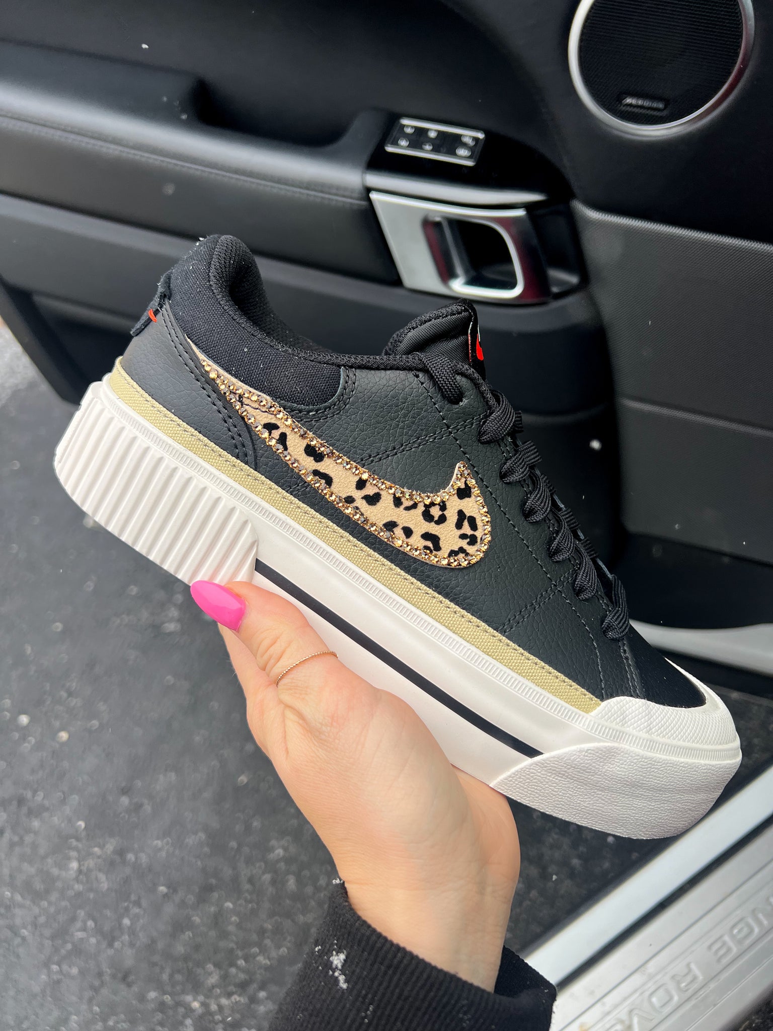 Leopard Swarovski Nike Platform Shoes