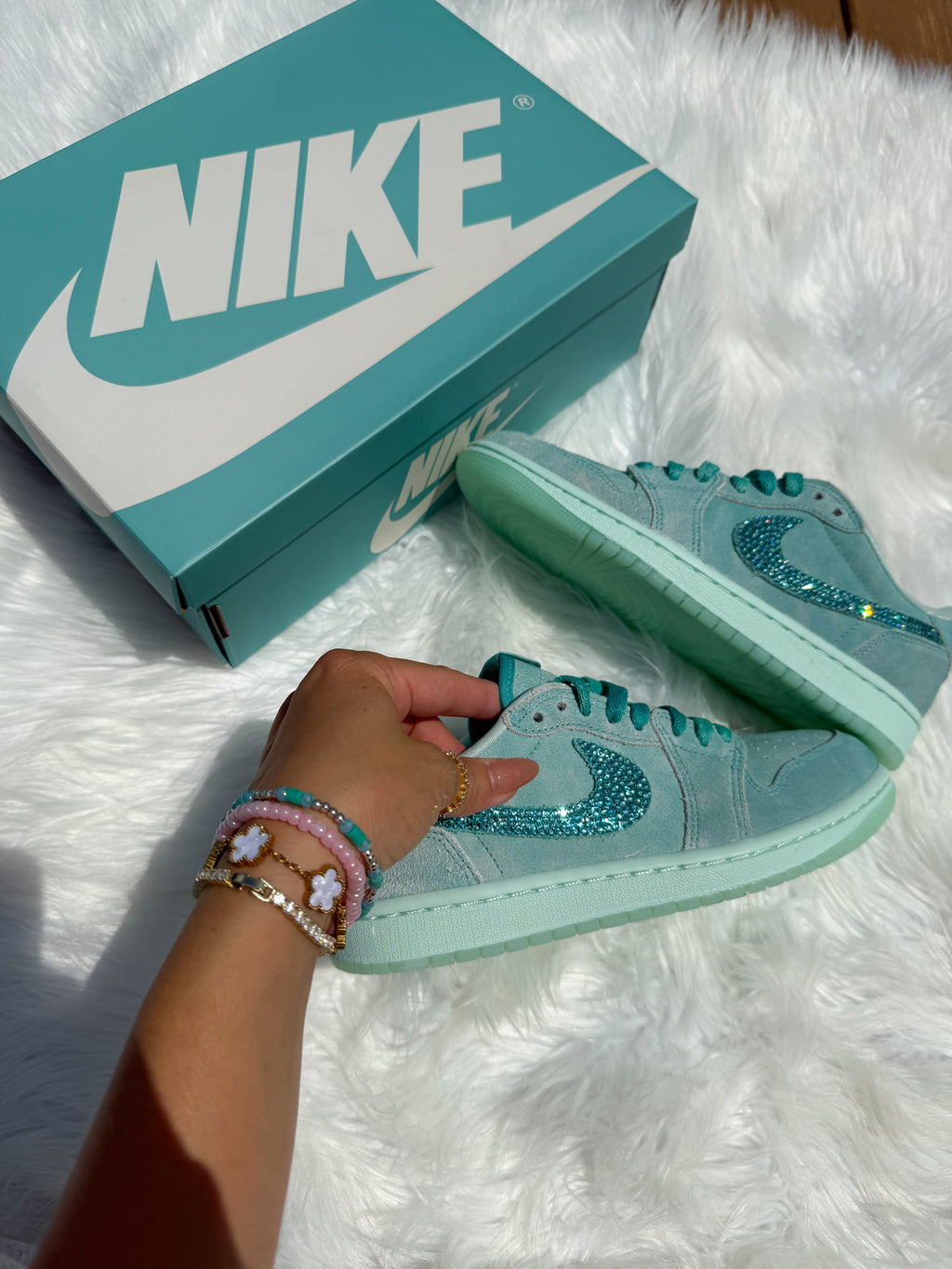 Zapatillas Air Jordan 1 Retro OG Low Edición Especial Aqua Swarovski para Mujer